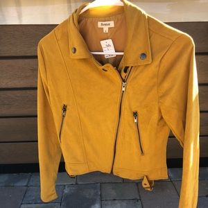 Mustard yellow suede biker jacket (small)